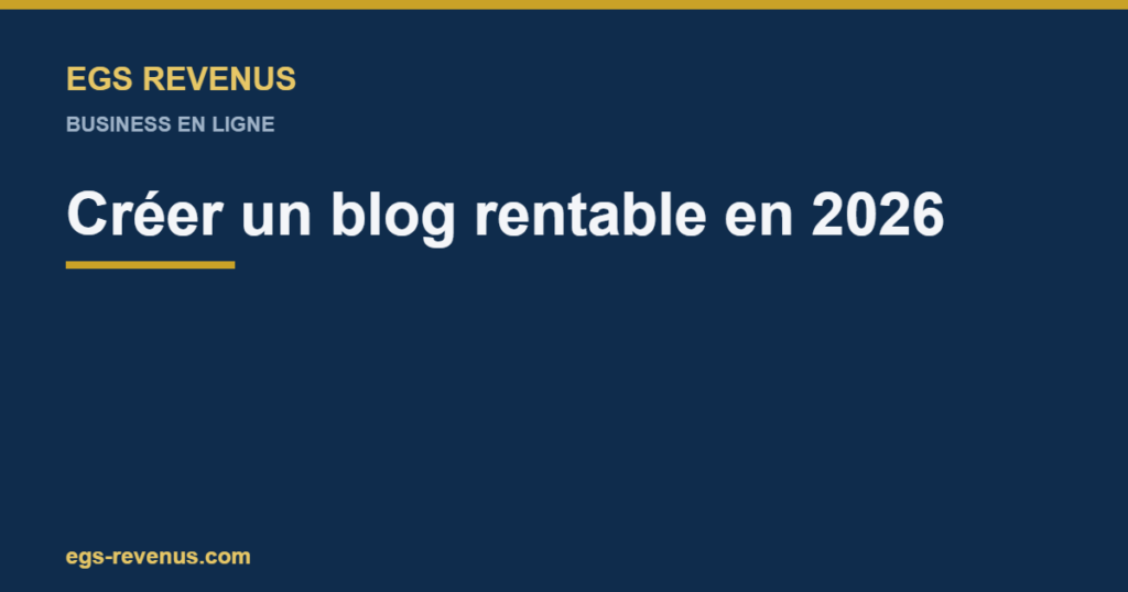 EGS Revenus — Créer un blog rentable en 2026